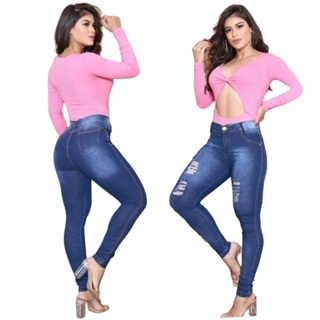 Calça Jeans Feminina com Lycra Cós Alto Cintura Alta Levanta Bumbum Premium, Calça Feminina Azael Nunca Usado 65238354