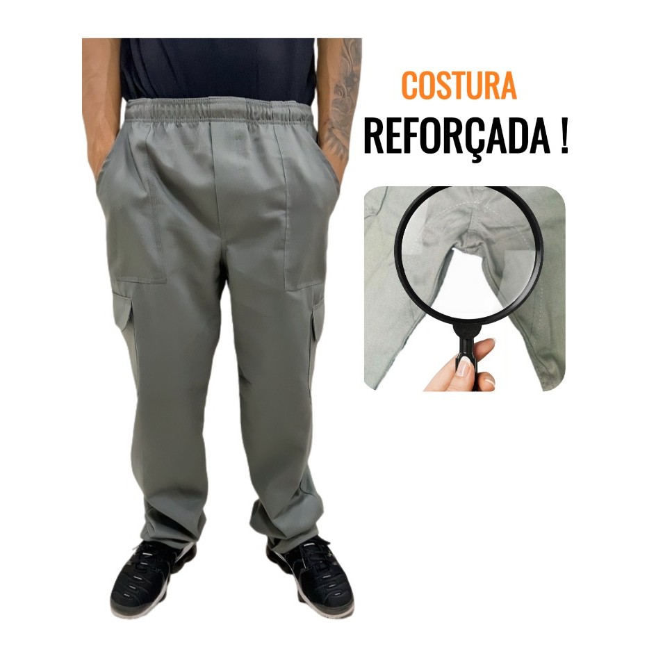 Calça Para Trabalho Em Brim Profissional Costura Reforçada