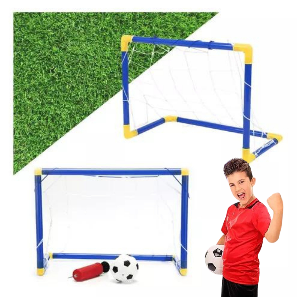 Kit Futebol Golzinho Completo Mini Trave Bola Bombinha de Inflar e Rede ...