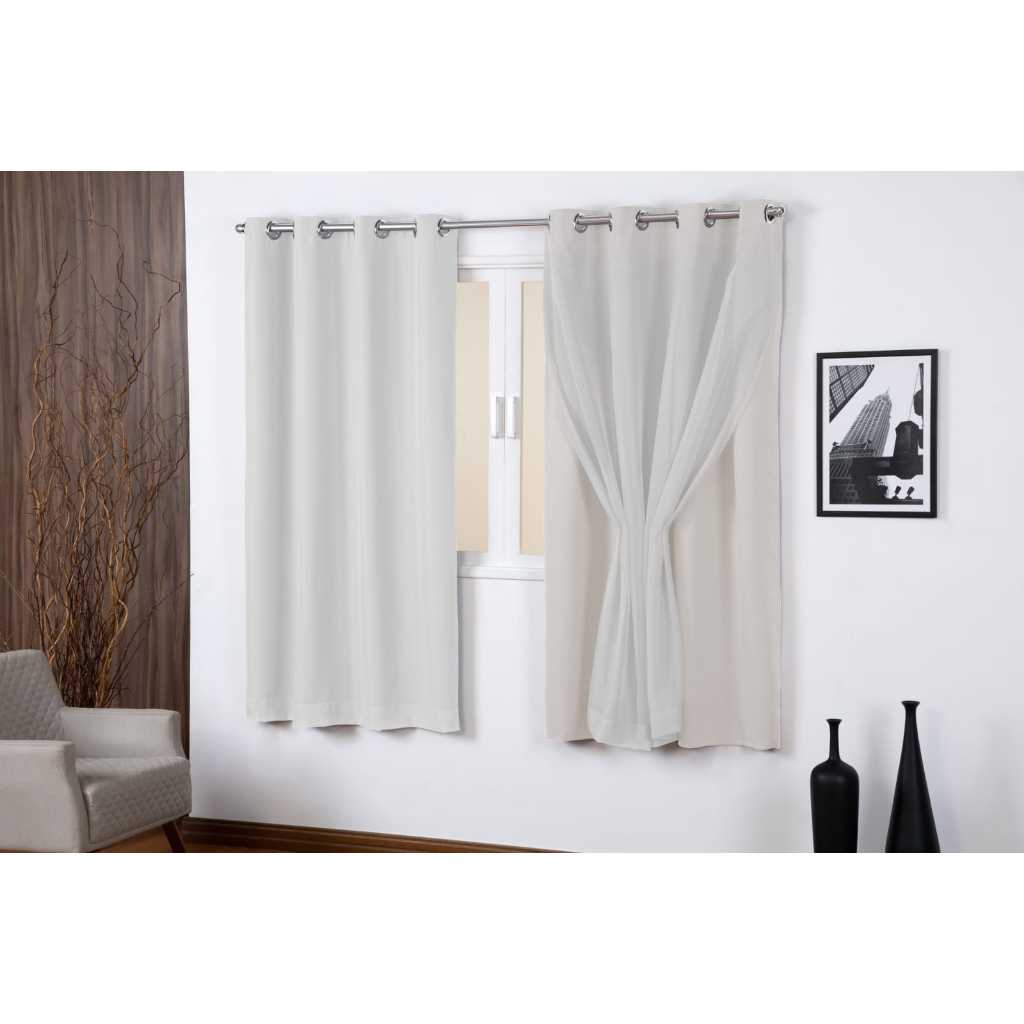 Cortina Blackout Com Voil Em Tecido Para Janela 2.50x1.50 Sala Quarto ...