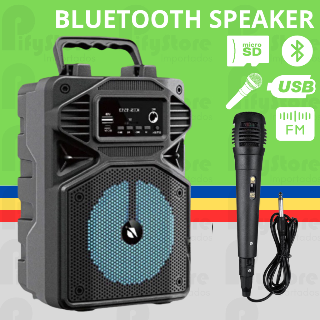 Super Caixa de Som portátil Bluetooth karaokê KTS 1512 com