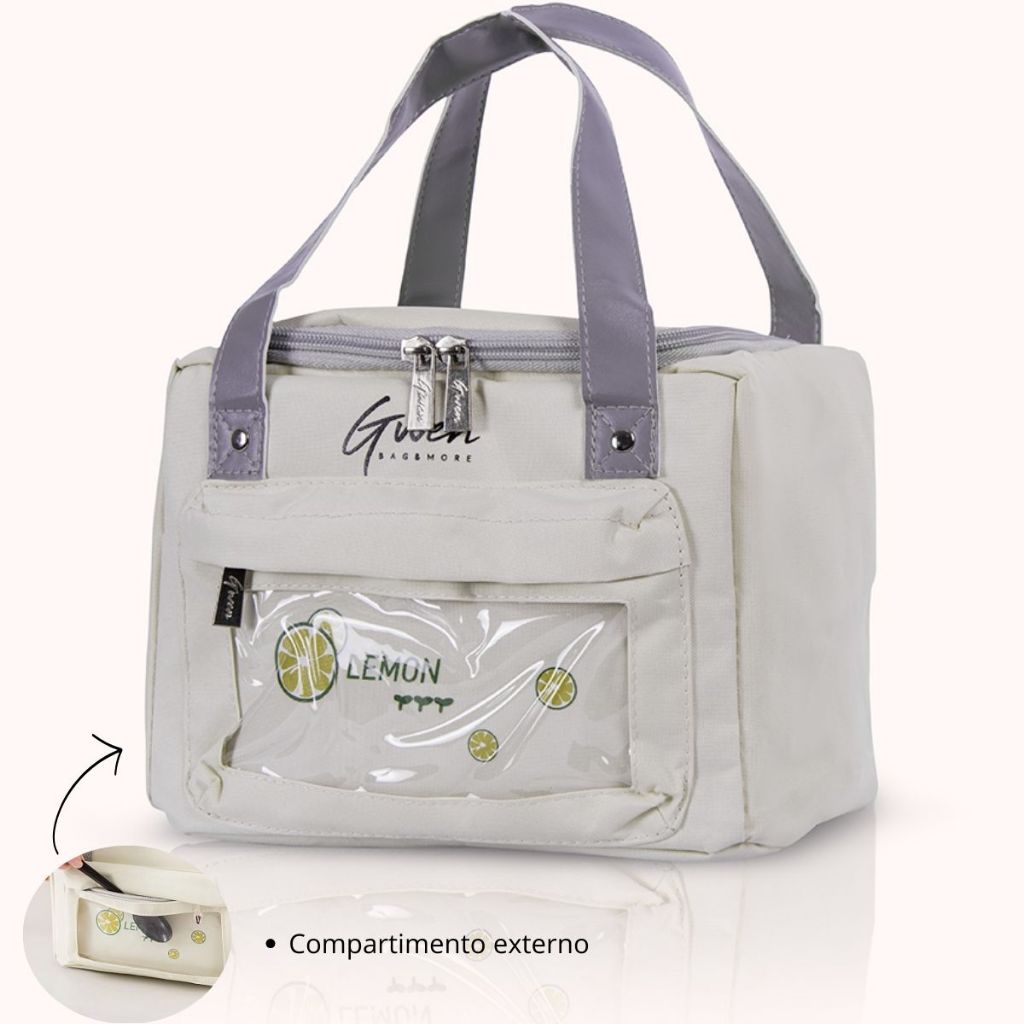 Bolsa Térmica Portátil Com isolamento Térmico e bolso transparente sensível ao toque Unissex Viagem Porta Marmita Lanche Bebida piquenique Lancheira Impermeável Fitness