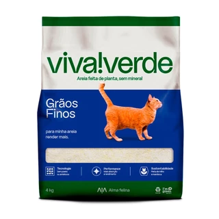 Areia Higiênica Biodegradável Limpeza Plena Viva Verde 4 kg