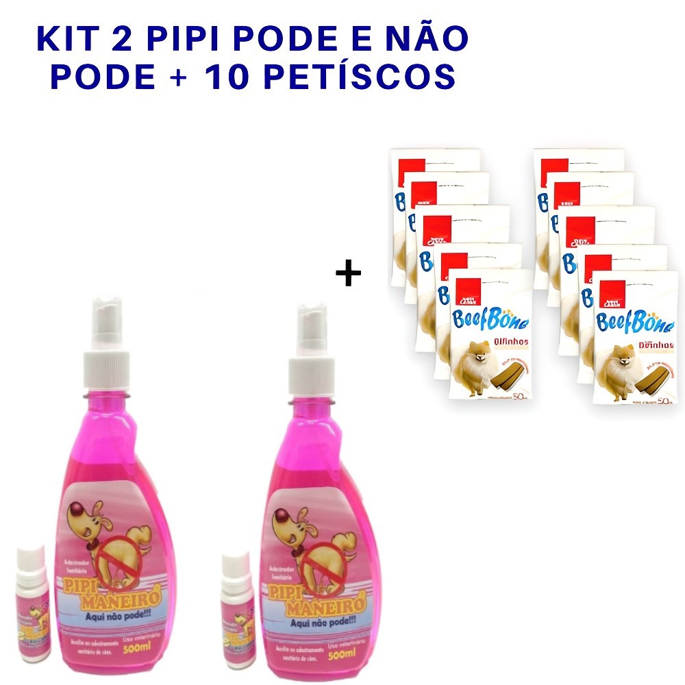 Kit 2 Pipi Pode e Não Pode + 10 Petíscos Carne Bifinho Para Cachorro ...