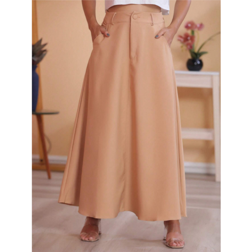 Elegância Atemporal! Saia Longa A-Line Monocromática em