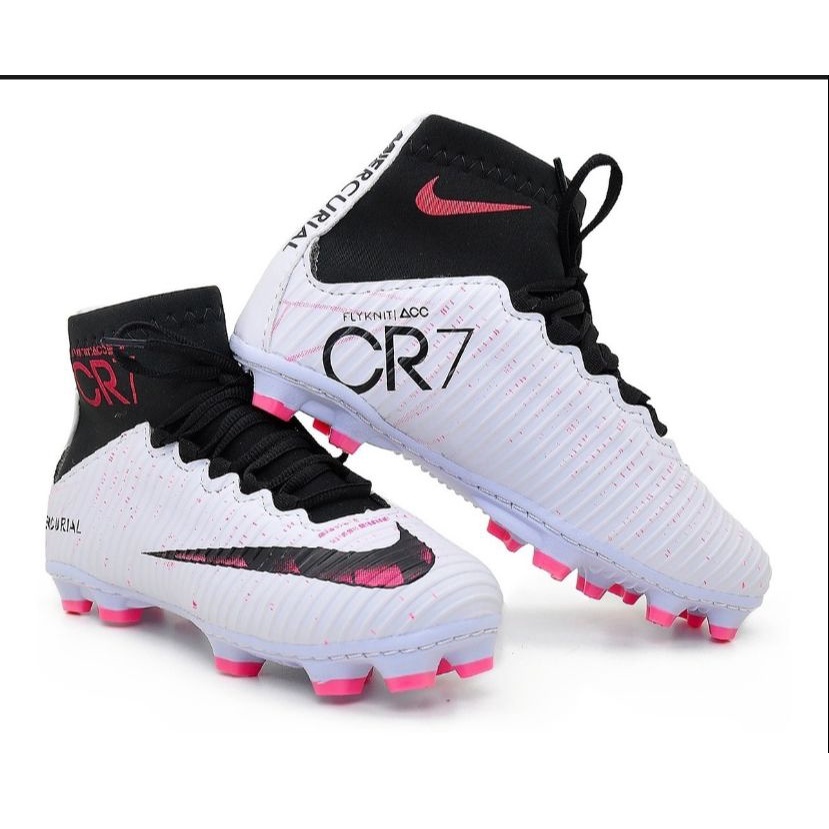 Chuteira CR7 Campo Cano Alto Costurada PROMOÇÃO IMPERDIVEL | Shopee Brasil