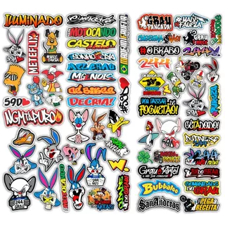 Cartela de adesivos 64 unidades para Bike Carro Moto Capacete M17 b impreshow em Oferta na Shopee
