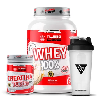 100% Whey Protein Concentrado 900g + Creatina Pura 300g + Coqueteleira