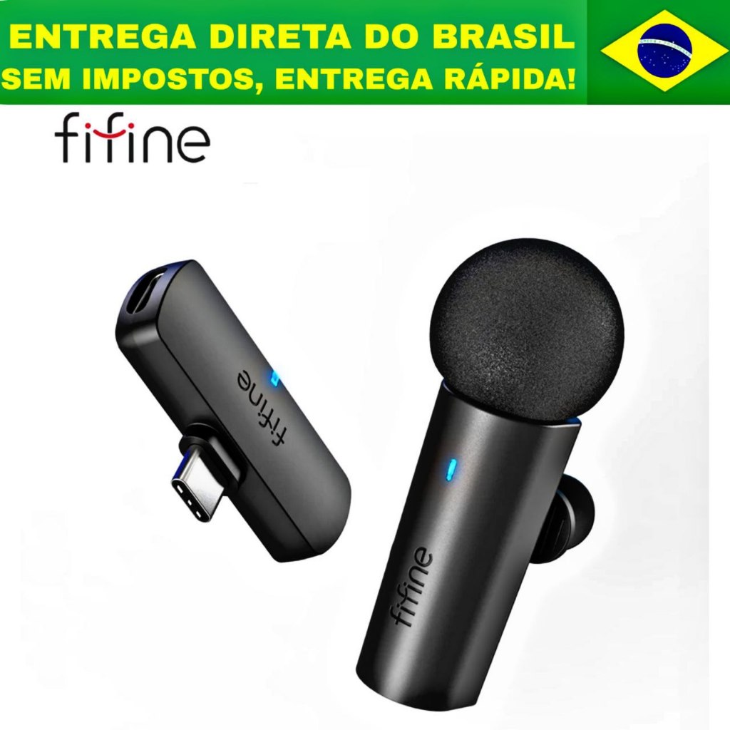 Microfone FIFINE M6 sem fio para gravação, Live, Vlog, Entrevista Lapela