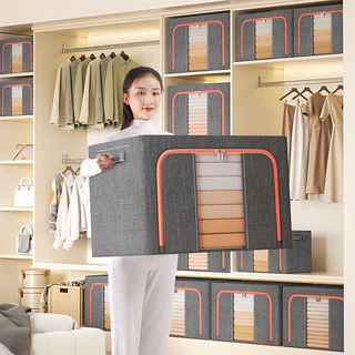 Caixa Organizadora Roupas Brinquedos Lençol Edredom Guarda Roupa Dobrável Visor Transparente 100L