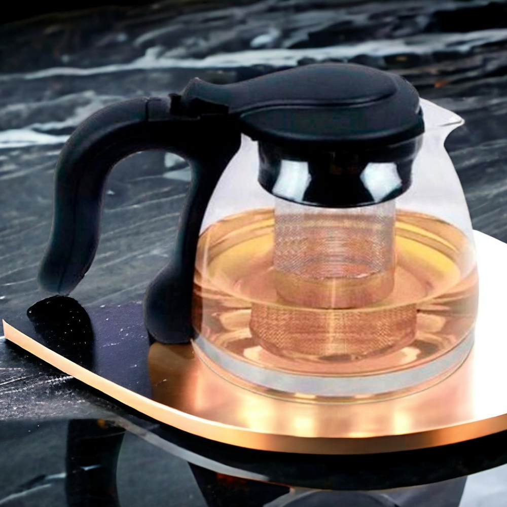 Chaleira De Vidro Inox Com Infusor 1000ml Bule Chá Café Água Quente Filtro Praticidade Resistente Sabor Presente Aprimorado Fácil de Limpar