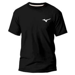 Camiseta Mizuno Camisa Algodão Blusa Casual Gola Redonda Blusão Preto Promoção