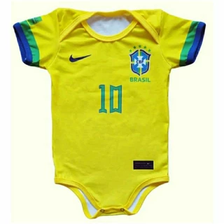 Body Infantil Personalizado Brasil Amarelo e Azul Bebe Bori Enxoval
