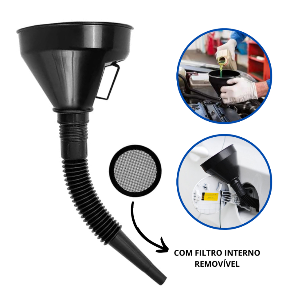 Funil Multiuso Flexivel De Plastico Grande Uso Geral Sanfonado Oleo Automotivo