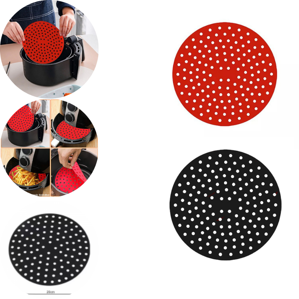 Tapete Protetor Silicone Para Air Fryer Fritadeira Universal Não Gruda - Redondo