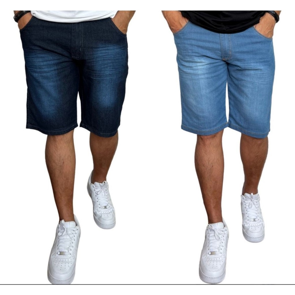 Kit 2 Bermudas Jeans Masculina Com Lycra Estica Muito