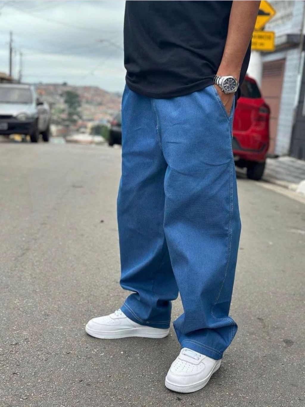 Calça Larga CalÃ§a Balao Masculina Calça Baggy Jeans Cargo Bag