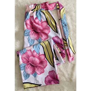 Calça pantalona Feminina， Cintura elástica ，(P ao GG) Tecidos importados