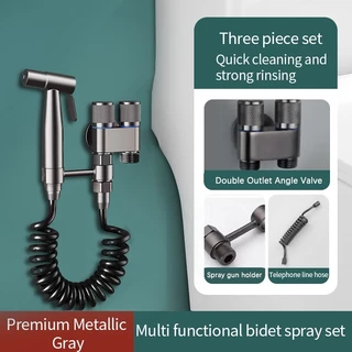 Ducha Higienica Com 2 saidas para Banheiro Metal Ducha de mão Dupla saida Chuveirinho Intimo Com Desviador Para Entrada De Água Da Torneira Ou Caixa Acoplada