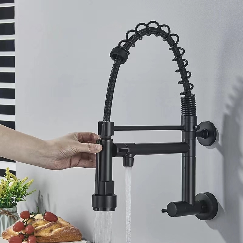 Torneira Cozinha Gourmet Monocomando De Parede Móvel Misturador Cozinha Água Fria Única Preto/prata