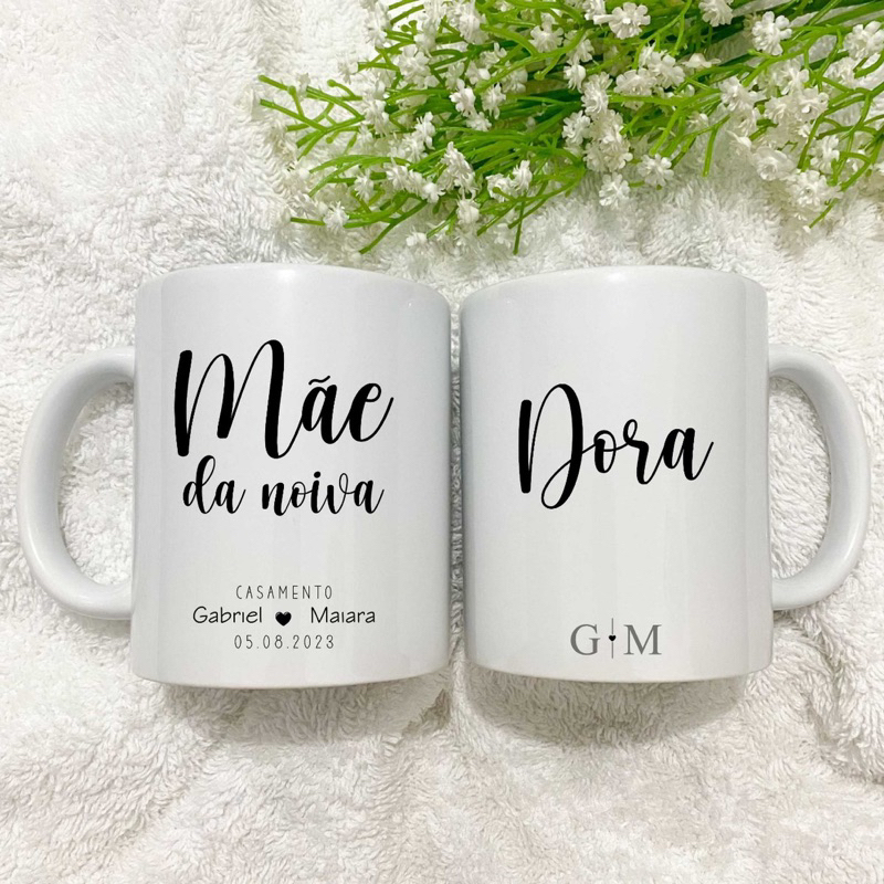 Caneca Casamento Minimalista Presente Padrinhos e Pais dos Noivos