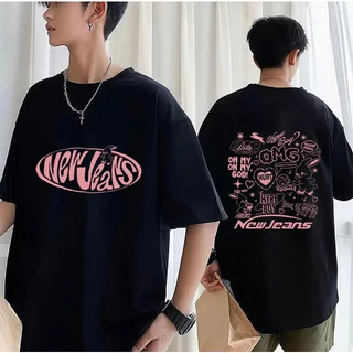 Camiseta Unissex Confortável Estampa NewJeans T-shirt Gola Redonda Algodão Simples