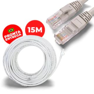 Cabo de Rede Branco 10M 15M 20M Blindado Rj45 Crimpado Montado Cat6 Cftv Pc Notebook
