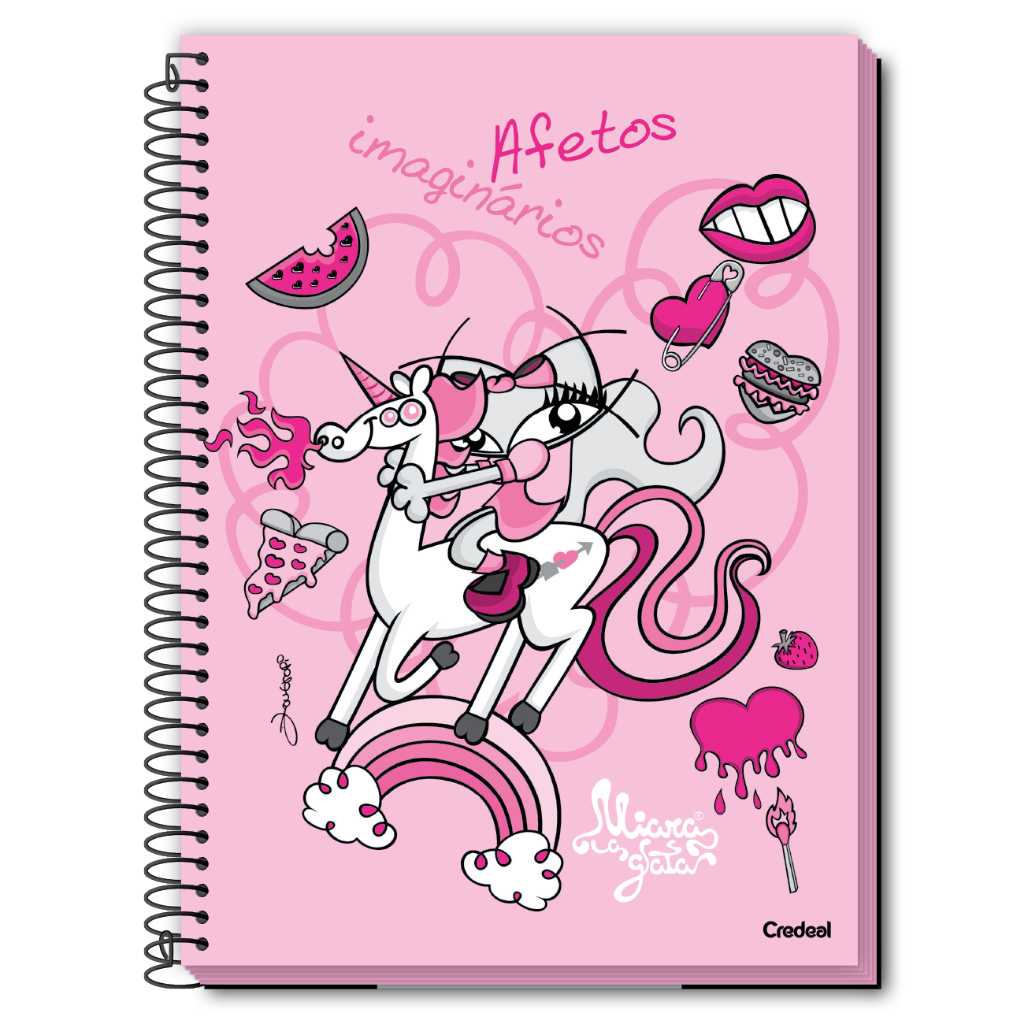 Caderno Universitário Miara a Gata 1 Matéria 80 Folhas Rosa Credeal ...