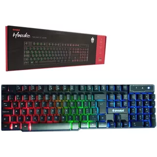 Teclado Gamer Com LED RGB Semi Mecânico ABNT2 Pc Gamer Notebook Com Fio Evolut Hawke