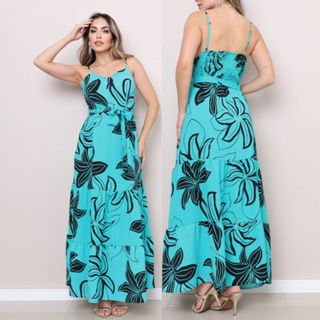 VESTIDO MODA EVANGÉLICA LONGO DUNA LINA COM BOJO ELÁSTICO NAS COSTA E CINTO