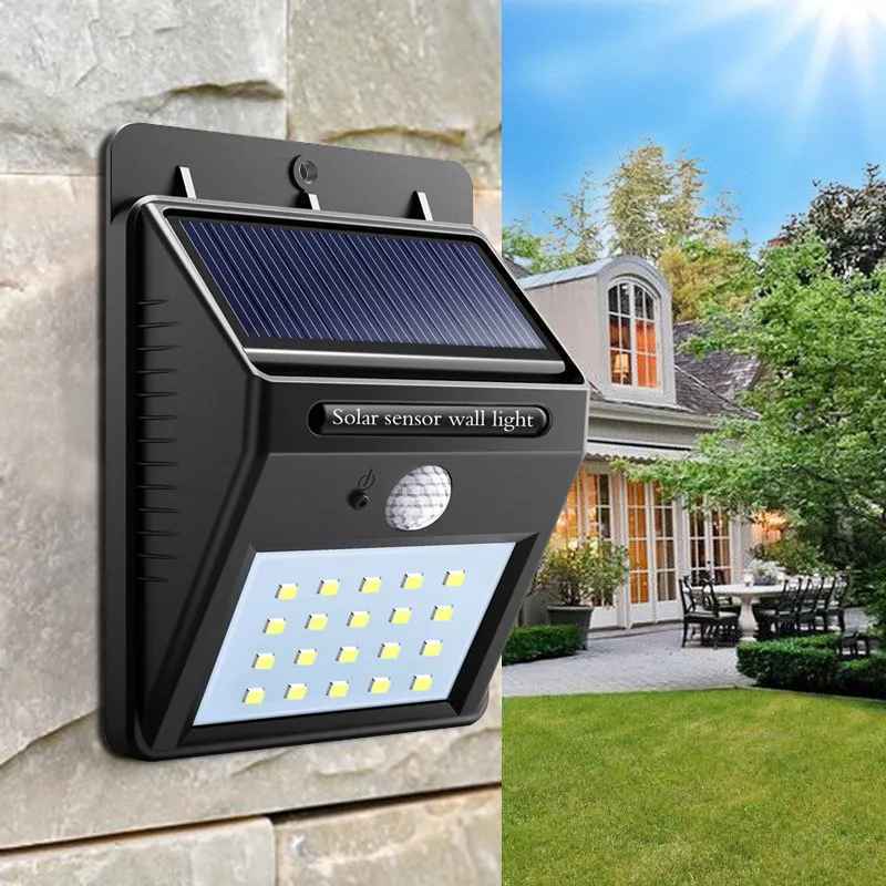 Luminária Solar 30 Leds Arandela com Sensor de Presença Automático Luz Externa de Parede Jardim