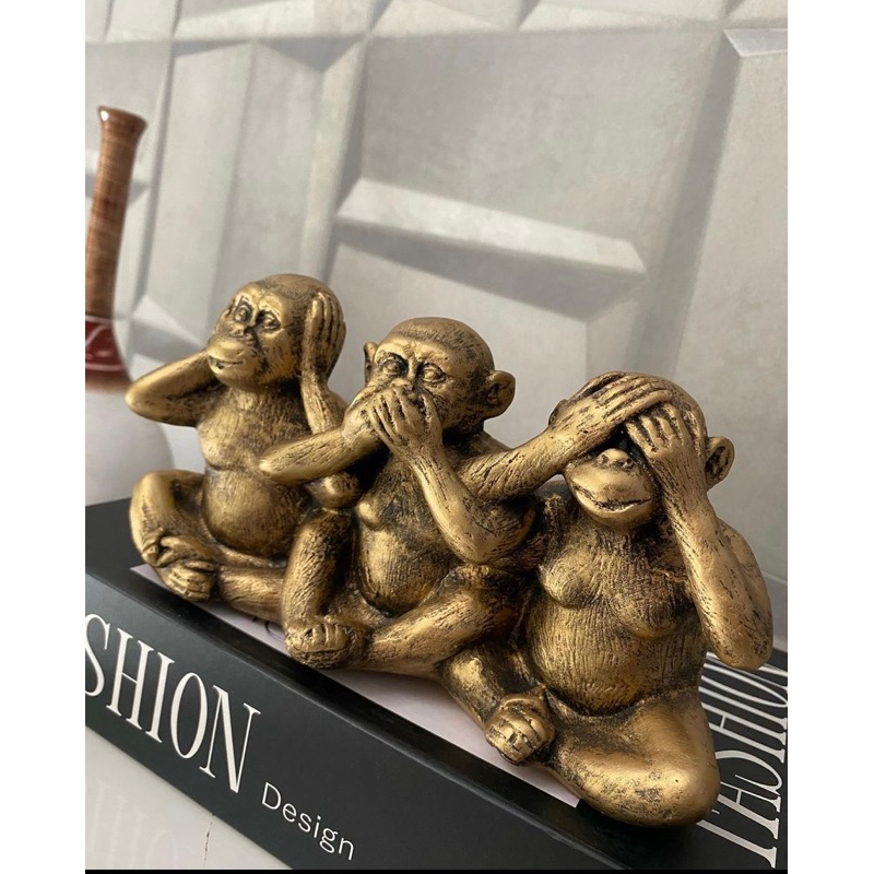 trio de macacos da sabedoria/cego surdo mudo decorativos | Shopee Brasil