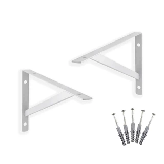 10 pcs Kit Suporte Cantoneira Mão Francesa 20cm com Parafusos e Buchas Suporta 12kg por peça