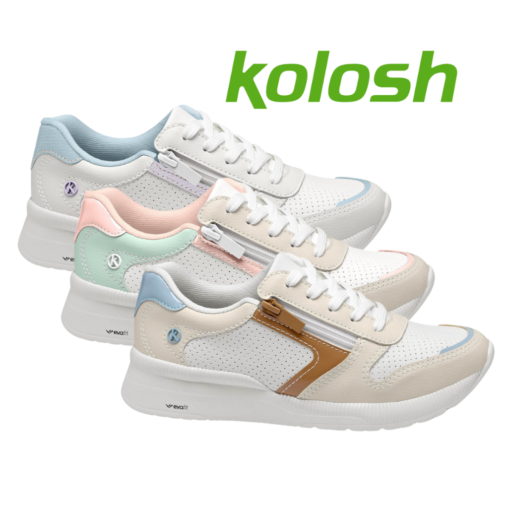 Tenis Kolosh Jogging Feminino Original Casual Detalhes Cadarço Conforto ...