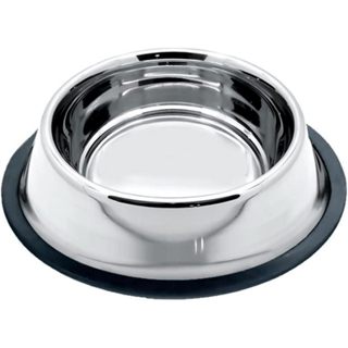 Chalesco Comedouro Para Cães E Gatos BORRACHA ANTIDERRAPANTE INOX