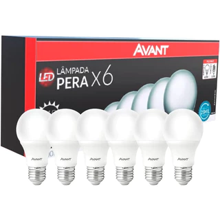 Kit Lâmpada Pera LED, 6 unidades, 9W, Luz branca 6500K, soquete E27, Bivolt, Avant