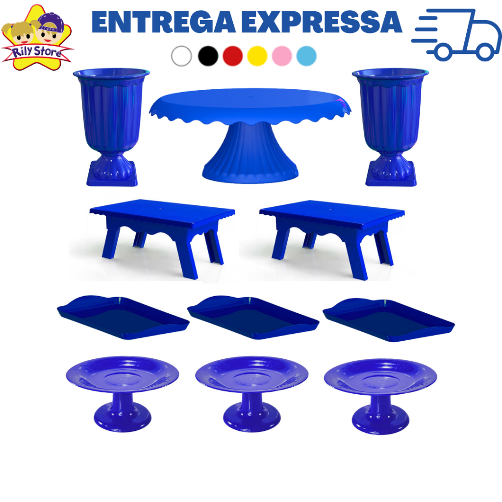 Kit New Decora Boleira Cake Renda Cm Vasos Grego Mesinhas Bandejas X Mini