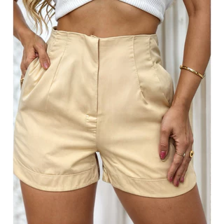 Short Zara Alfaiataria Feminino Elegante - Versátil & Confortável TECIDO DE GRIFE - Cores Neutras/Tamanhos Variados"