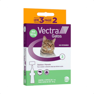 Vectra Ceva para Gatos até 10 Kg - 3 Pipetas (Leve 3 Pague 2)