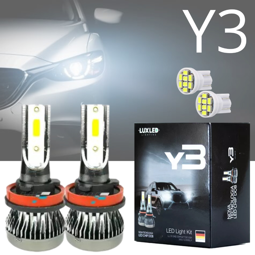 Lâmpadas Ultra Super Led Mini Y3 22.000 Lumens 36w + T10 H1 H4 H7 H11 HB3 HB4 H27