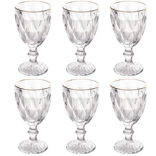 Jogo De 6 ou 1UN Taças Para Licor 50ml Diamond Borda Dourada Lyor