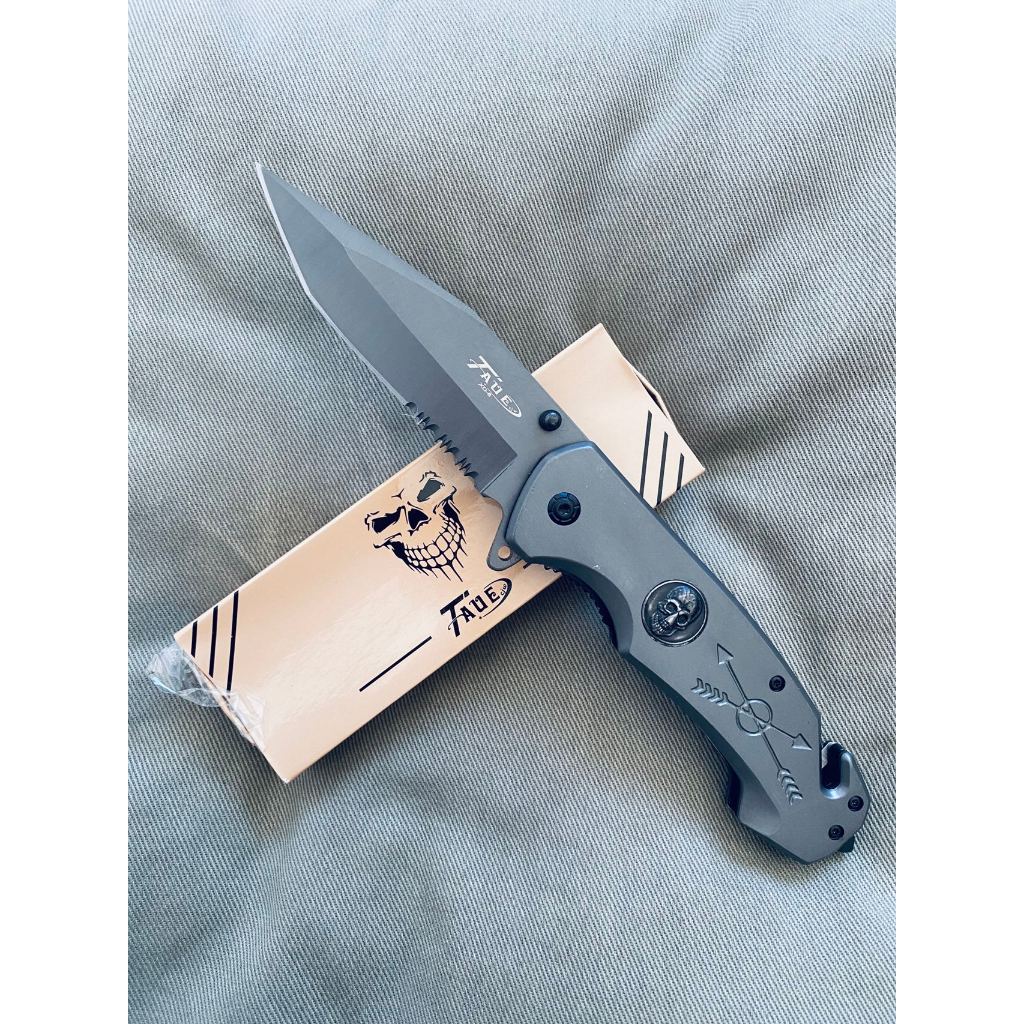 Canivete Metal Cor Grey Titanium Semi Automatico Inox Pesca Camping XD6