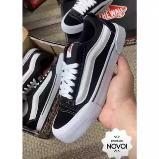 Tênis Vans KNU Skool IMPORTADO Vintage Tênis Casual Skate Academia Confortável Preto E Branco