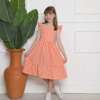 Vestido Infantil Rafaela Midi Xadrez - Elegância e Alegria para Pequenas Princesas!
