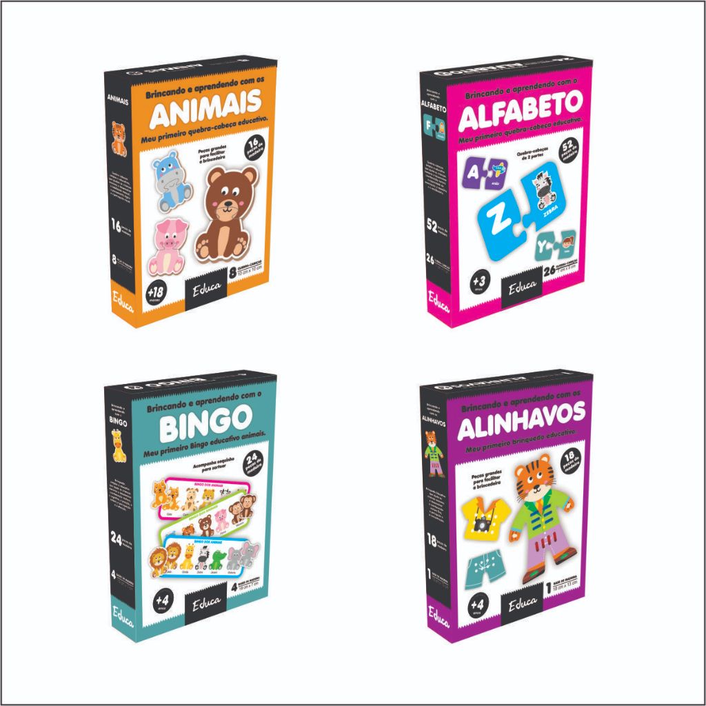 Jogos Pedagógicos Alfabetização Educativos de madeira Pré Escolar