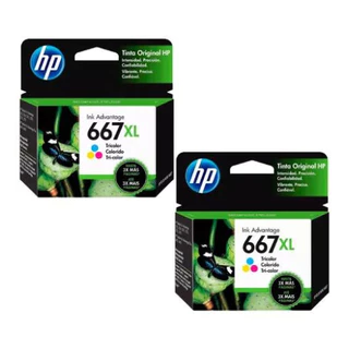 Kit 2x Cartucho 667xl Original Color Para 2376, 2774 𝗗𝗲𝘀𝗸𝗷𝗲𝘁 𝗜𝗻𝗸 𝗔𝗱𝘃𝗮𝗻𝘁𝗮𝗴𝗲 𝟮𝟴𝟬𝟬