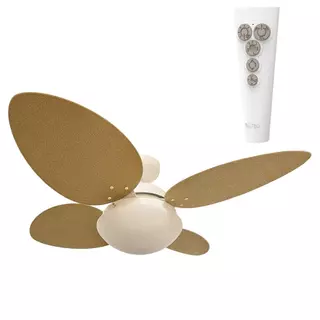 Ventilador de Teto Aliseu Vime com Pás de Madeira e Controle Remoto