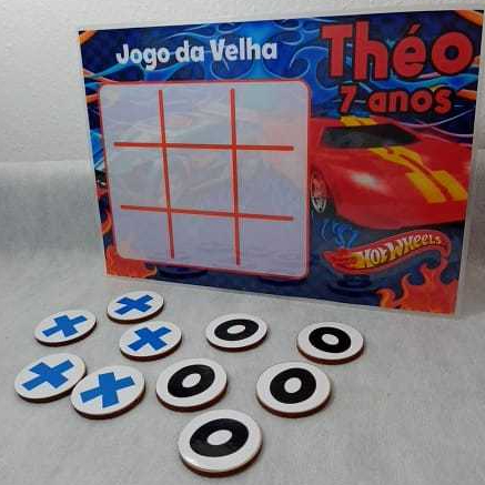 Kit Jogo da Velha - Lembrancinha de aniversário personalizado - HotWheels - Fazemos qualquer tema - Leia Descrição