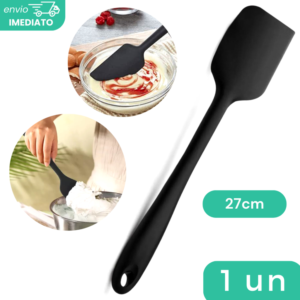 Espátula Pão Duro Raspadora De Silicone 27cm Grande PRETA
