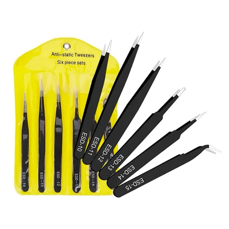Kit 6 Pinças Antiestáticas De Precisão Para Manutenções Original